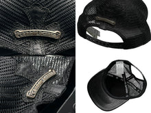 Load image into Gallery viewer, CHROME HEARTS クロムハーツ セメタリークロス パッチ レザー トラッカー キャップメッシュ キャップ ブラック 美品 中古 60189