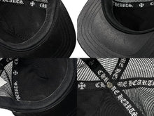 Load image into Gallery viewer, CHROME HEARTS クロムハーツ セメタリークロス パッチ レザー トラッカー キャップメッシュ キャップ ブラック 美品 中古 60189