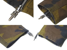 Load image into Gallery viewer, CHROME HEARTS クロムハーツ ハーフジップ ライダースジャケット カモフラージュ フリンジ ダガー 迷彩 サイズL 美品 中古 60192