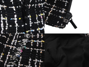 極美品 CHANEL シャネル ツイード ジャケット マルチカラー ブラック P61326V46414 ココボタン ココマーク サイズ34 中古 60197