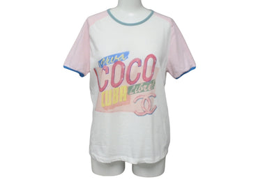 CHANEL シャネル 半袖Ｔシャツ ココキューバ ココマーク ピンク ホワイト P55821K07323 サイズS 美品 中古 60200