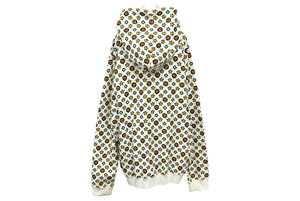 A BATHING APE アベイシングエイプ マイロ モノグラム パーカー フーディー ジップアップ コットン ホワイト XL 美品 中古 60230