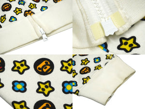 A BATHING APE アベイシングエイプ マイロ モノグラム パーカー フーディー ジップアップ コットン ホワイト XL 美品 中古 60230