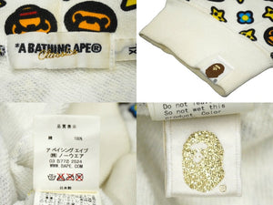 A BATHING APE アベイシングエイプ マイロ モノグラム パーカー フーディー ジップアップ コットン ホワイト XL 美品 中古 60230