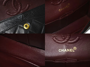CHANEL シャネル チェーンショルダーバッグ Wフラップマトラッセ23 5番台 ラムスキン ブラック ゴールド金具 美品 中古 60234