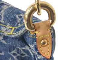 LOUIS VUITTON ルイヴィトン モノグラムデニム ミニ プリ―ティ ワンショルダーバッグ ブルー M95050 ロゴ 美品 中古 60241
