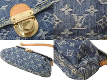 Load image into Gallery viewer, LOUIS VUITTON ルイヴィトン モノグラムデニム ミニ プリ―ティ ワンショルダーバッグ ブルー M95050 ロゴ 美品 中古 60241