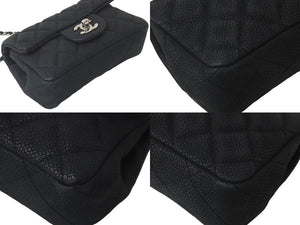 CHANEL シャネル ショルダーバッグ ミニマトラッセ ソフトキャビア チェーンショルダー 17番台 17CM シルバー金具 美品 中古 60245