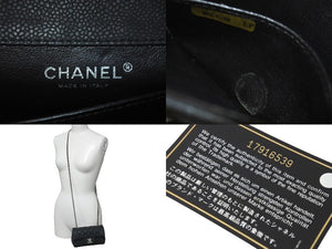 CHANEL シャネル ショルダーバッグ ミニマトラッセ ソフトキャビア チェーンショルダー 17番台 17CM シルバー金具 美品 中古 60245