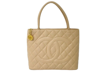 CHANEL シャネル 復刻トート 5番台 ハンドバッグ ココマーク キャビアスキン ベージュ ゴールド金具 美品 中古 60247