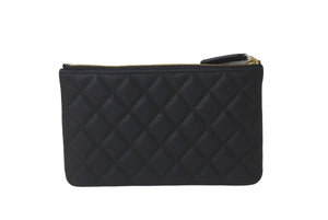 新品同様 CHANEL シャネル ポーチ マトラッセ キャビアスキン ココマーク ブラック ランダム番号 ゴールド金具 中古 60249