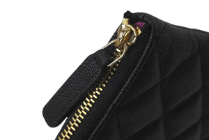 新品同様 CHANEL シャネル ポーチ マトラッセ キャビアスキン ココマーク ブラック ランダム番号 ゴールド金具 中古 60249