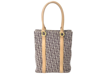 Christian Dior クリスチャンディオール トートバッグ トロッター柄 D金具 キャンバス レザー ブラウン ベージュ 良品 中古 60260