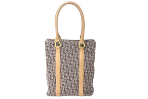 Christian Dior クリスチャンディオール トートバッグ トロッター柄 D金具 キャンバス レザー ブラウン ベージュ 良品 中古 60260