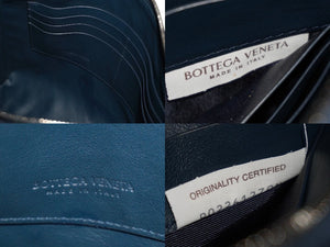 BOTTEGAVENETA ボッテガヴェネタ イントレチャート クラッチバッグ セカンドバッグ ネイビー シルバー金具 美品 中古 60267