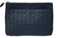 Load image into Gallery viewer, BOTTEGAVENETA ボッテガヴェネタ イントレチャート クラッチバッグ セカンドバッグ ネイビー シルバー金具 美品 中古 60267