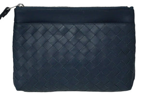 BOTTEGAVENETA ボッテガヴェネタ イントレチャート クラッチバッグ セカンドバッグ ネイビー シルバー金具 美品 中古 60267