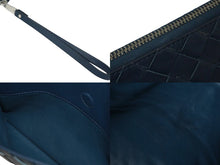 Load image into Gallery viewer, BOTTEGAVENETA ボッテガヴェネタ イントレチャート クラッチバッグ セカンドバッグ ネイビー シルバー金具 美品 中古 60267