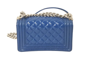 CHANEL シャネル ボーイシャネル20 パテント ショルダーバッグ ブルー ココマーク シルバー金具 美品 中古 60307