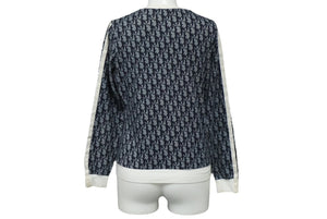 Christian Dior クリスチャンディオール ジャケット トロッター 総柄 ロゴ ネイビー サイズ40 良品 中古 シルバー金具 60316
