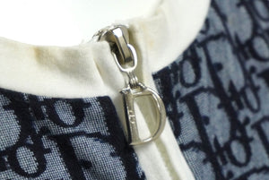 Christian Dior クリスチャンディオール ジャケット トロッター 総柄 ロゴ ネイビー サイズ40 良品 中古 シルバー金具 60316