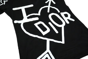 Christian Dior クリスチャンディオール 半袖VネックＴシャツ 4A16155957 ブラックホワイト コットン 美品 中古 60318