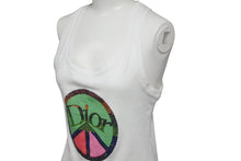 Load image into Gallery viewer, Christian Dior クリスチャンディオール タンクトップ ピースマーク 5P16155973 ホワイト マルチカラー サイズ38 美品 中古 60324