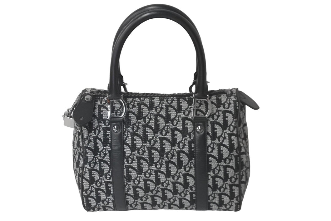 Christian Dior クリスチャンディオール ハンドバッグ トロッター キャンバス レザー PZ 0032 シルバー金具 美品 中古 60342