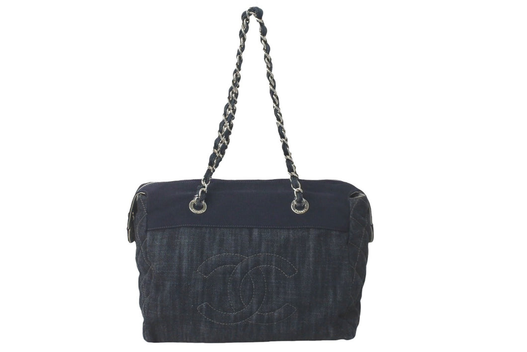 CHANEL シャネル ハンドバッグ クルーズライン ココマーク デニムチェーンバック A48735 13番台 シルバー金具 美品 中古 60344
