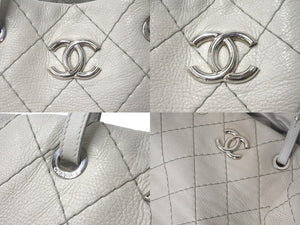 CHANEL シャネル ココマーク トートバッグ オンザロード 13番台 ワイルドステッチ レザー グレー シルバー金具 美品 中古 60349