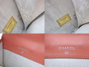 CHANEL シャネル チョコバー 三つ折り財布 10番台 レザー オレンジ 小銭入れ付き 美品 中古 60352