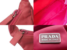 画像をギャラリービューアに読み込む, PRADA プラダ ハンドバッグ ホーボー テスート トライアングルロゴ ビビッドピンク ナイロン イタリア製 美品 中古 60355 