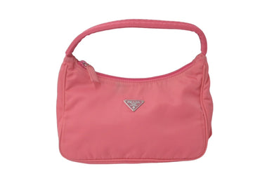 PRADA プラダ ハンドバッグ ホーボー テスート トライアングルロゴ ビビッドピンク ナイロン イタリア製 美品 中古 60355 