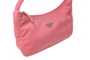 PRADA プラダ ハンドバッグ ホーボー テスート トライアングルロゴ ビビッドピンク ナイロン イタリア製 美品 中古 60355 