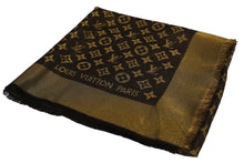 Load image into Gallery viewer, 極美品 LOUIS VUITTON ルイ ヴィトン 大判ショール シルク メタル ウール混 モノグラム ブラウン ゴールド 中古 60356
