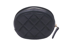 CHANEL シャネル コインケース 小銭入れ ココマーク ラムスキン マトラッセ 27番台 ブラック 美品 中古 60370
