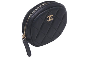 CHANEL シャネル コインケース 小銭入れ ココマーク ラムスキン マトラッセ 27番台 ブラック 美品 中古 60370