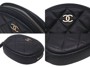 CHANEL シャネル コインケース 小銭入れ ココマーク ラムスキン マトラッセ 27番台 ブラック 美品 中古 60370