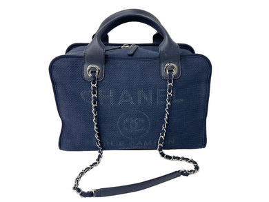 CHANEL シャネル ハンドバッグ 2Wayバッグ ドーヴィルライン ネイビー A92750 ランダム番号 コットンキャンバス 美品 中古 60378