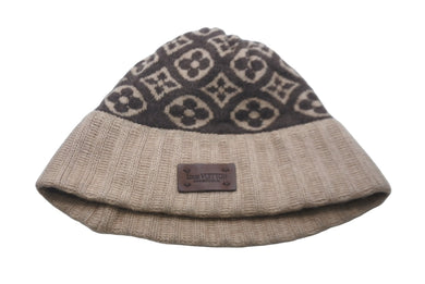 LOUIS VUITTON ルイ ヴィトン ニットキャップ ビーニー Ｍ72025 ボネスキー モノグラム カシミヤ ブラウン 美品 中古 60391