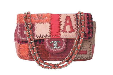 CHANEL シャネル パッチワーク チェーン ショルダーバッグ 23番台 ピンク系 ココマーク ロゴ シルバー金具 良品 中古 60428