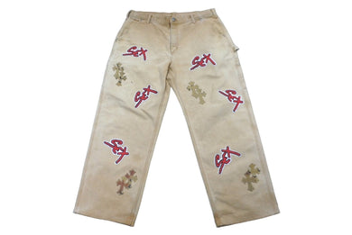 新品未使用 CHROME HEARTS × SEX RECORDS クロムハーツ×セックスレコーズ カーペンターパンツ クロスパッチ サイズ34 中古 60441