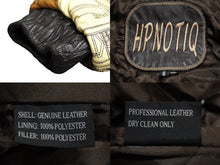 Load image into Gallery viewer, HPNOTIQ ヒプノティック レザージャケット ブラウン スカーフェイス 切り替え 刺繍デザイン 中綿入り サイズ2XL 良品 中古 60443