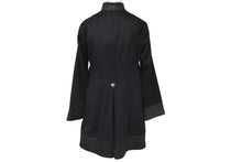 Load image into Gallery viewer, CHROME HEARTS クロムハーツ フード付きフローラルハートボタンレザー切替カシミヤコート ブラック サイズXS 中古 60473