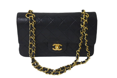CHANEL シャネル チェーンショルダーバッグ マトラッセ23 Wフラップ 1番台 ラムスキン ブラック ゴールド金具 美品 中古 60479