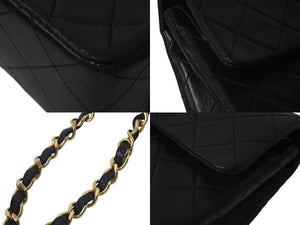CHANEL シャネル チェーンショルダーバッグ マトラッセ23 Wフラップ 1番台 ラムスキン ブラック ゴールド金具 美品 中古 60479