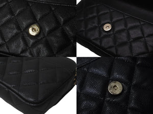 極美品 CHANEL シャネル ココマーク ウォレットチェーン ショルダーバッグ 31番台 キャビアスキン ブラック 中古 60483