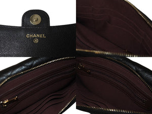 極美品 CHANEL シャネル ココマーク ウォレットチェーン ショルダーバッグ 31番台 キャビアスキン ブラック 中古 60483