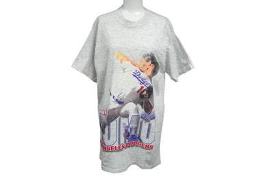 VINTAGE 1995年 野茂英雄 半袖Ｔシャツ ロサンゼルス ドジャース MLB 霜降りグレー コットン サイズM 美品 中古 60517