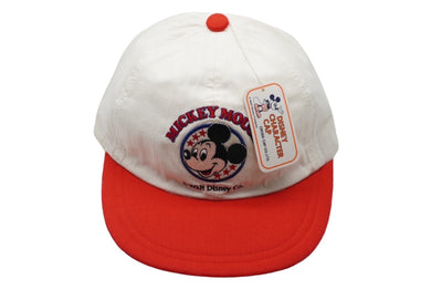Disney ディズニー ミッキー キャップ クロスキャップ コットン ホワイト レッド 刺繍 キャラクター サイズ56 美品 中古 60522